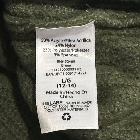 Time And Tru Women Green Hooded Sweater SZ L 12-14 Acrylic Blend Casual Pullover - Picture 4 of 11